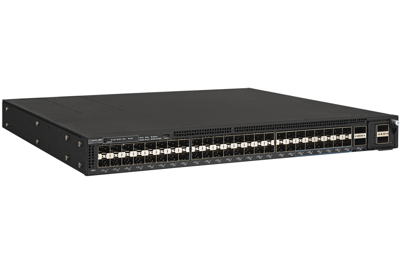 RUCKUS Networks networks icx 7850 48-port sfp+ 1/10ge, 8x-port qsfp28 supports native 40ge/100ge, or breakout 4x10ge/4x25ge bundle with 3-year remote