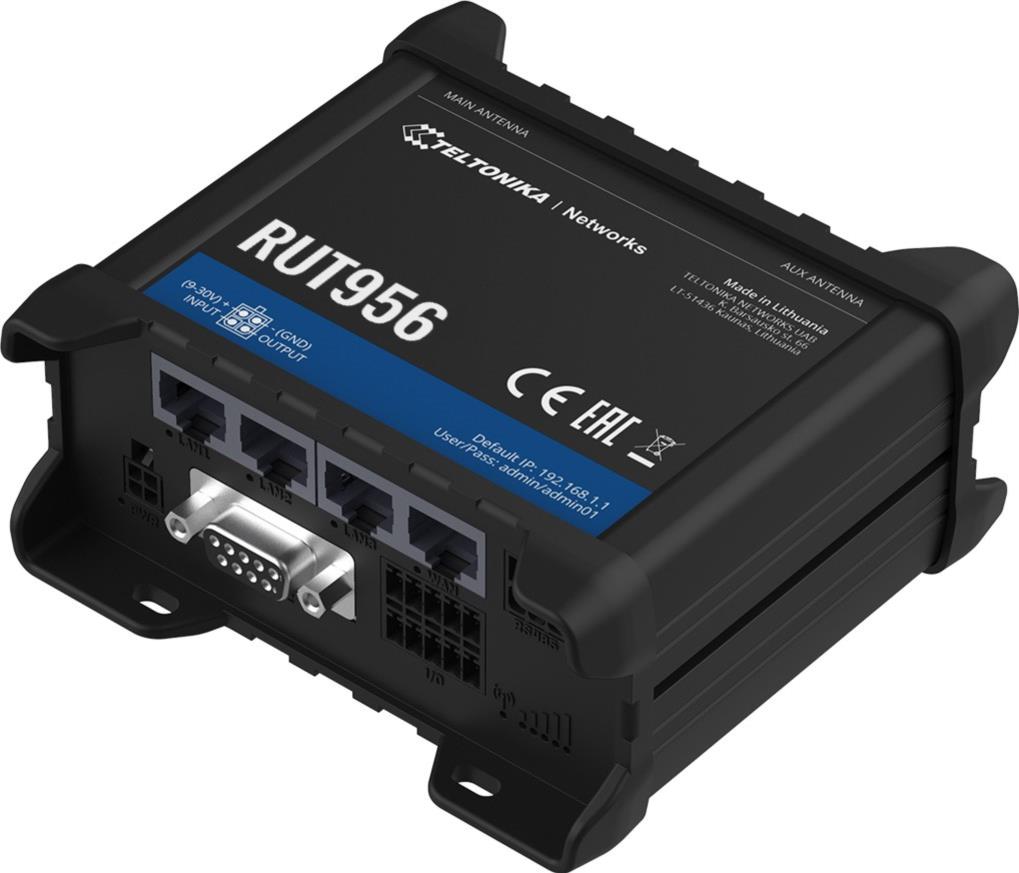 Teltonika RUT956 Industrie 4G/LTE Dual-SIM-Router mit Ethernet, I/O, GNSS, RS485