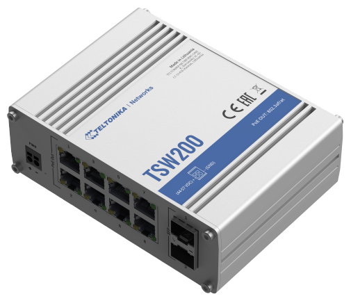 Teltonika TSW200 8-Port Gigabit PoE+ Unmanaged Industrie-Switch