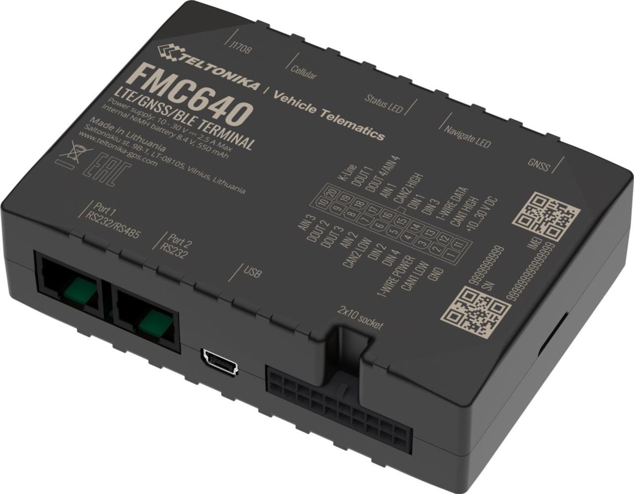 Teltonika FMC640 PROFESSIONAL GNSS/LTE/3G/GSM Terminal mit Dual-SIM und externen Antennen