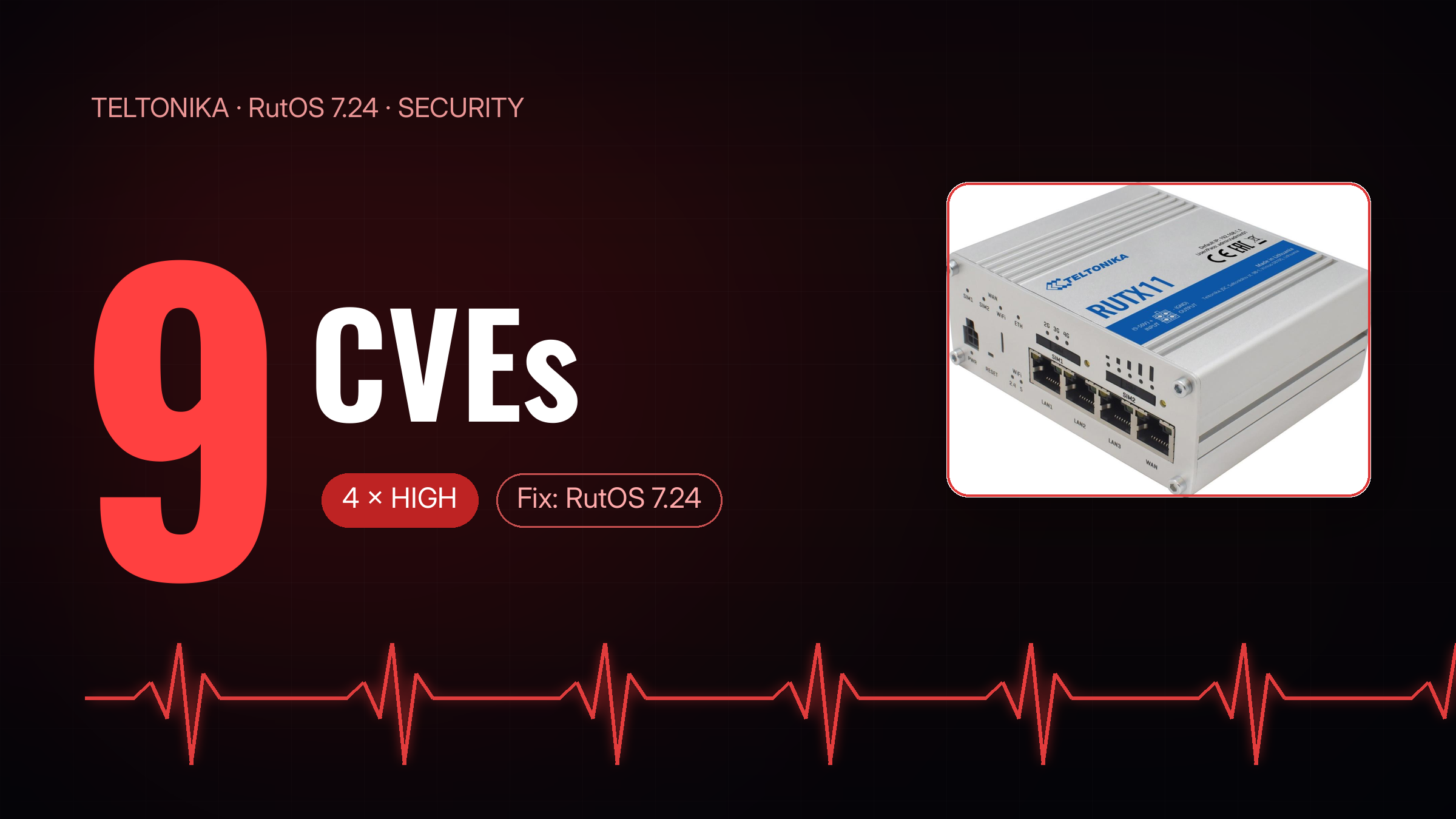 Actualizaciones de seguridad de RutOS: 9 CVE parcheados y llega el IPsec post-cuántico