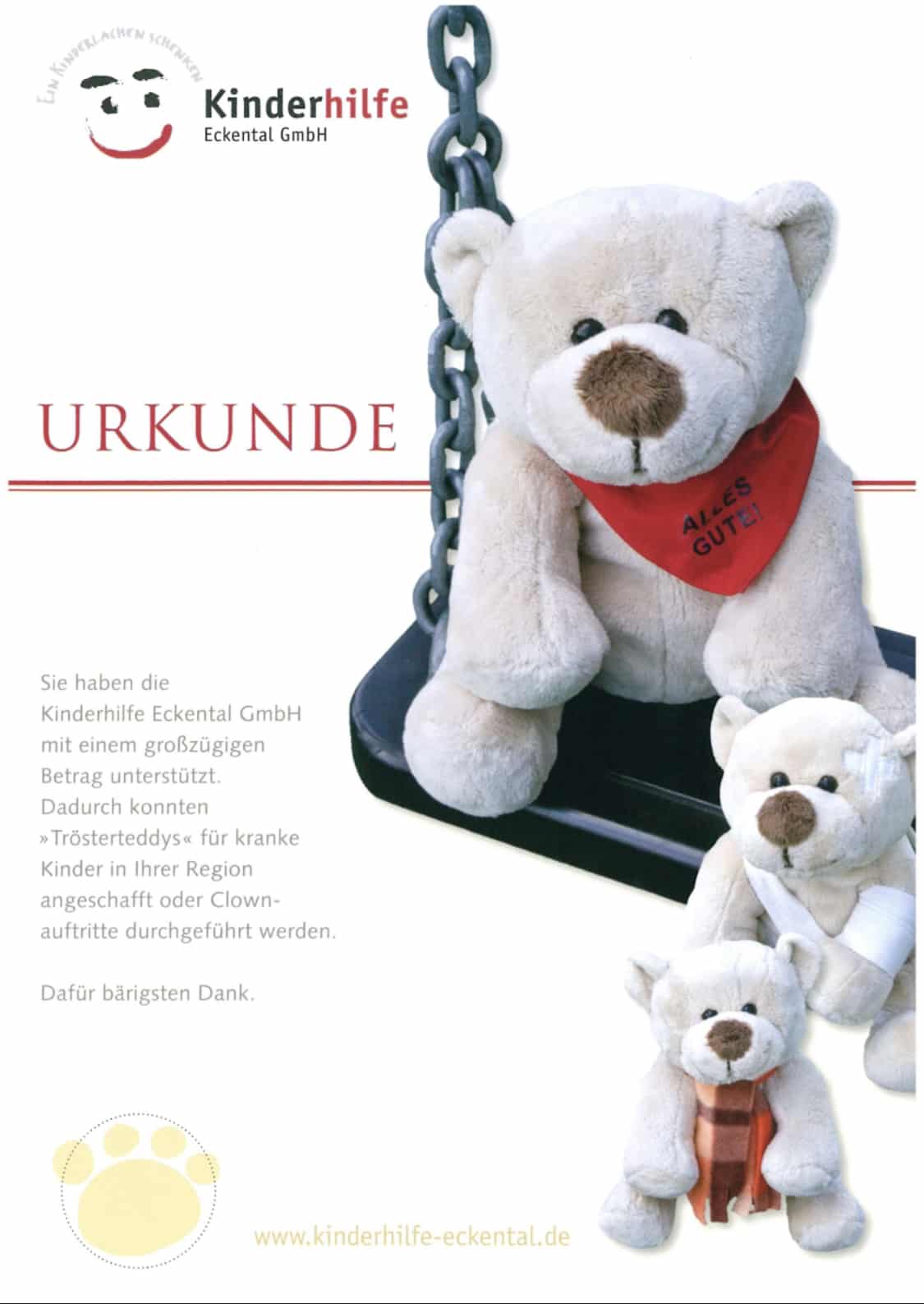 ASCEND поддерживает Kinderhilfe Eckental пожертвованием