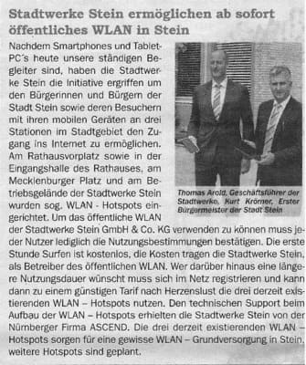 Articolo di stampa Ascend WLAN pubblica della città di Stein