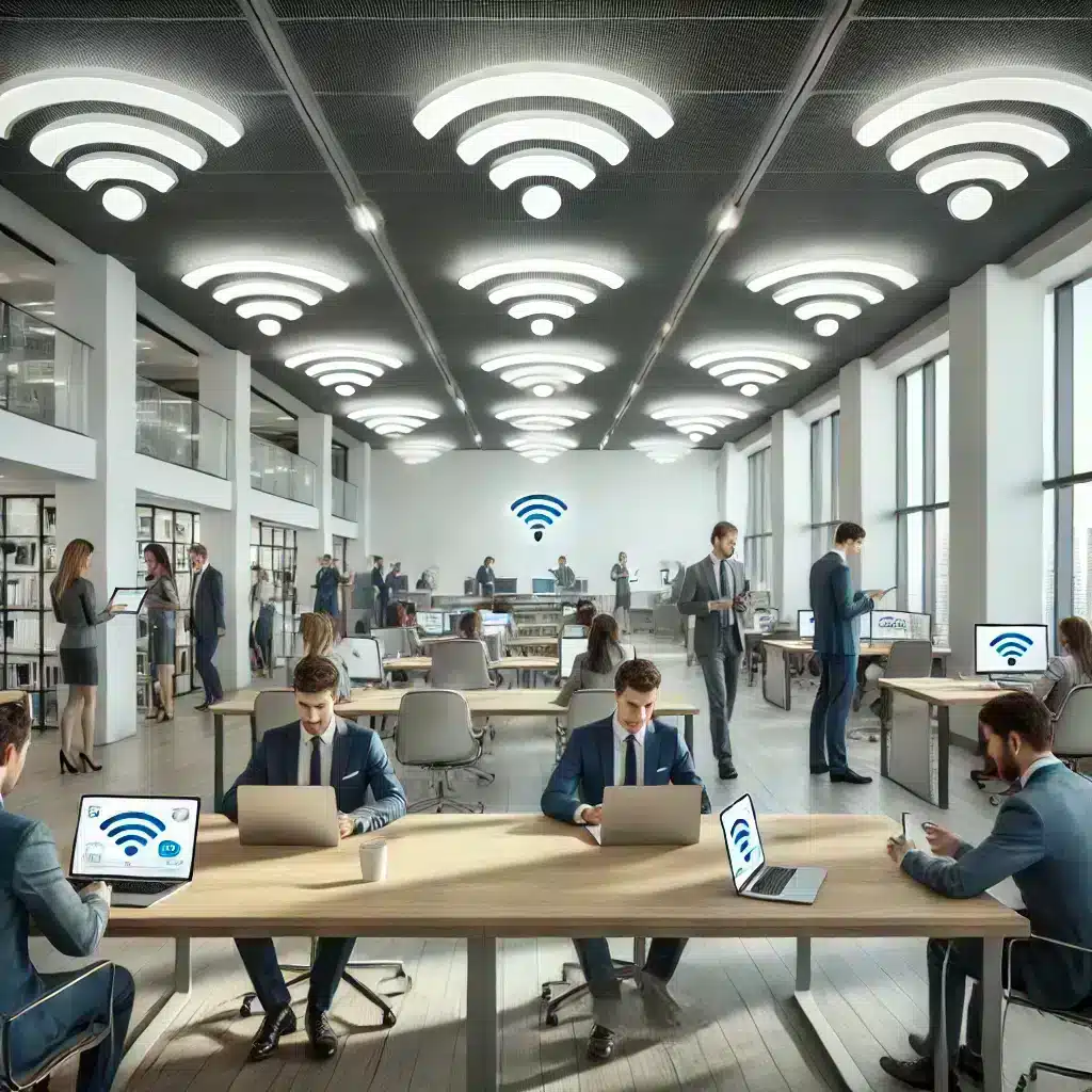 Bureau moderne avec icĂŽnes WLAN