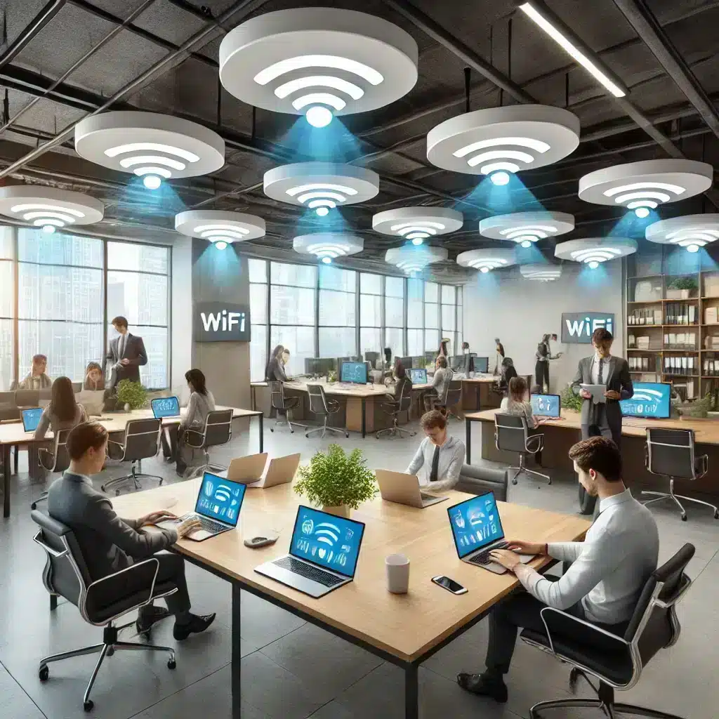 Bureau moderne avec WiFi et employés