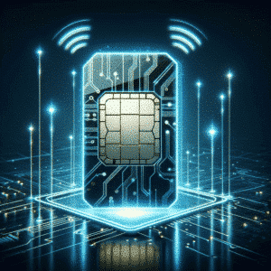 Carta SIM futuristica con connessione online costante