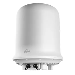 White Peplink outdoor router with antenna connections