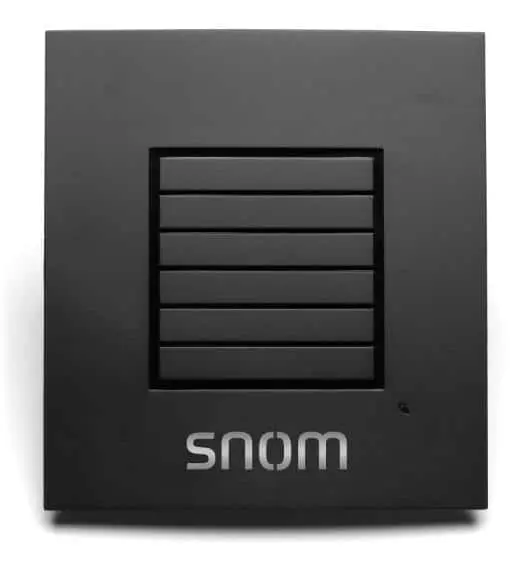 Schwarzer Snom-Konferenzlautsprecher mit Gitterdesign