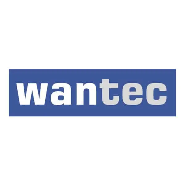Wantec Logo auf blauem Hintergrund