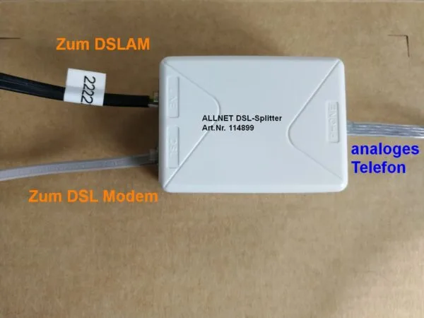 ALLNET DSL-Splitter für Modem und analoges Telefon.