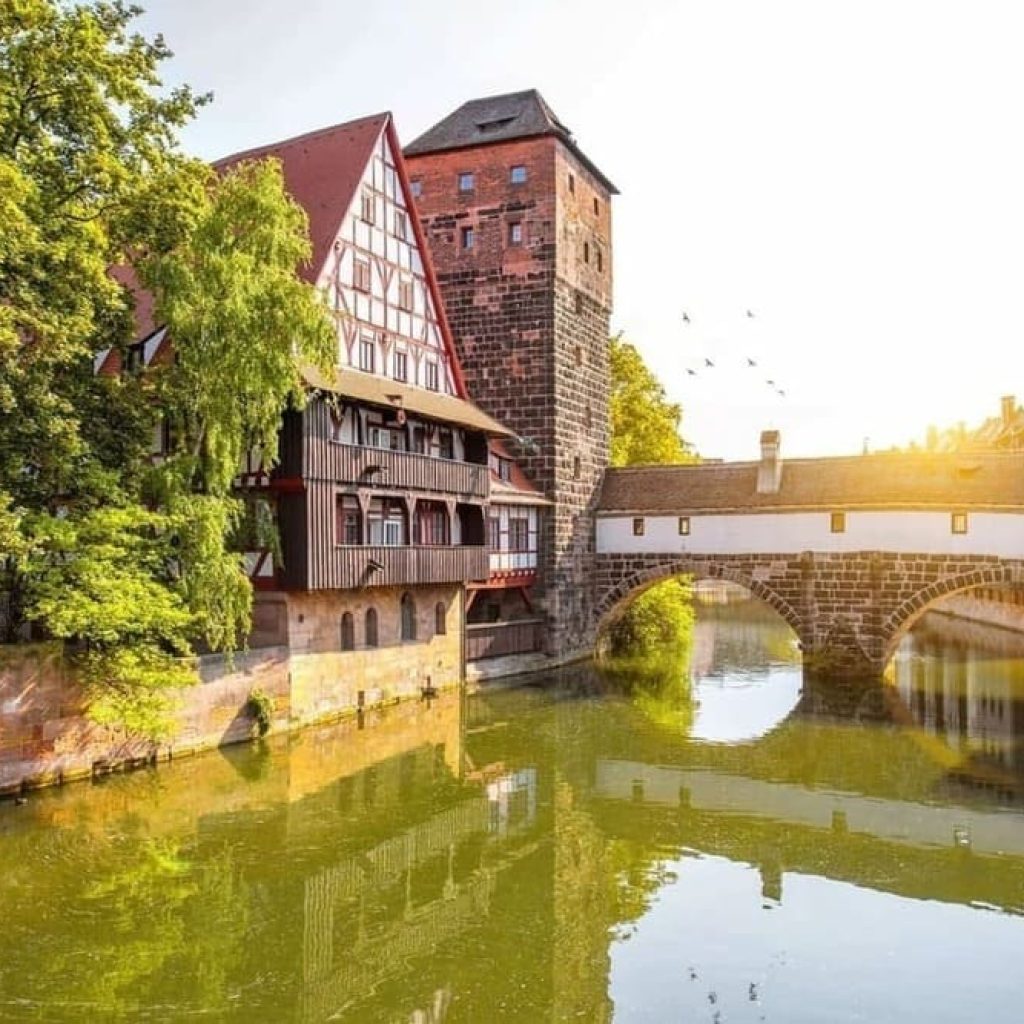 landscape view at the riverside in nurnberg germany