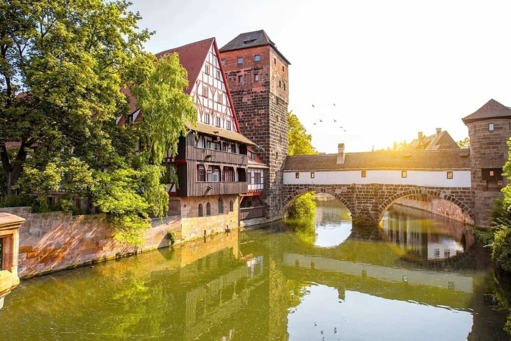 landscape view on the riverside in nurnberg germany