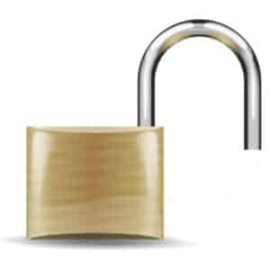 Brass open padlock