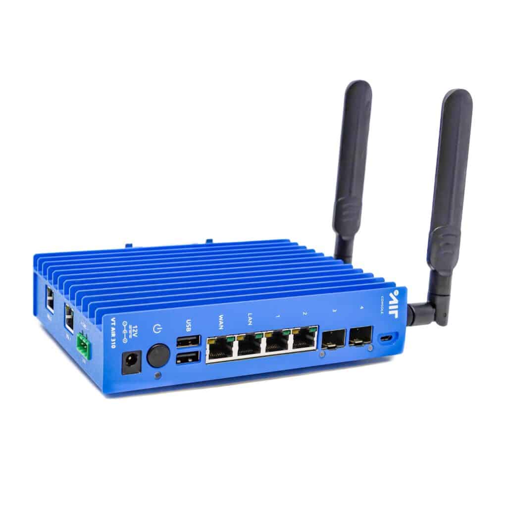 Blue WLAN router with two antennas