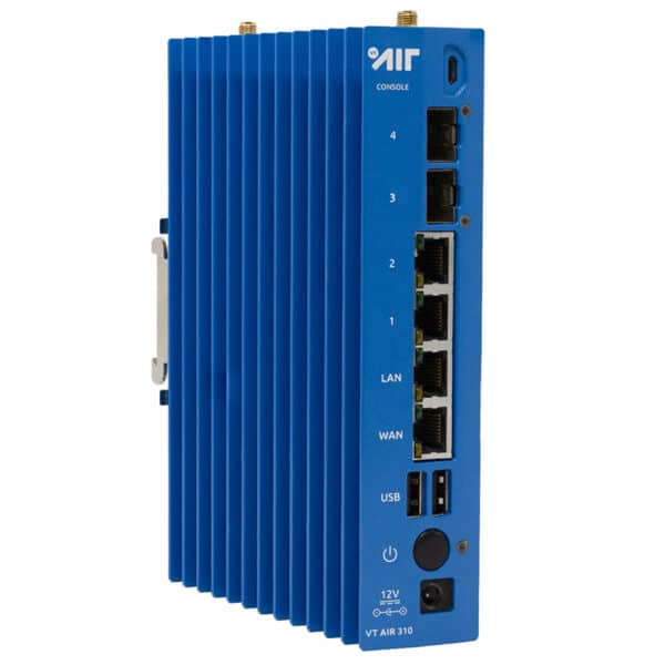 Blue network router with multiple connections.