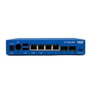 Router di rete VT AIR 600 blu con connessioni.