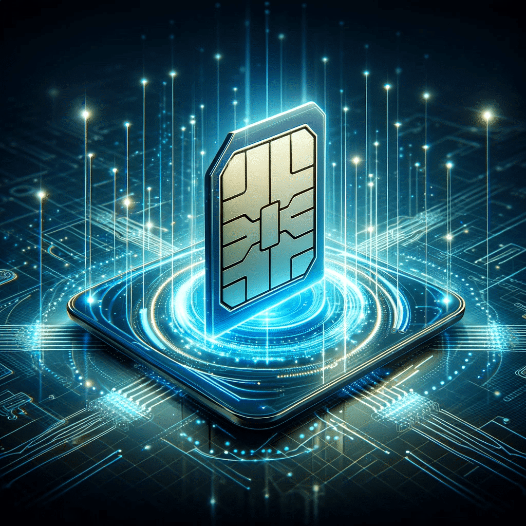 Carta SIM futuristica con connessione online permanente