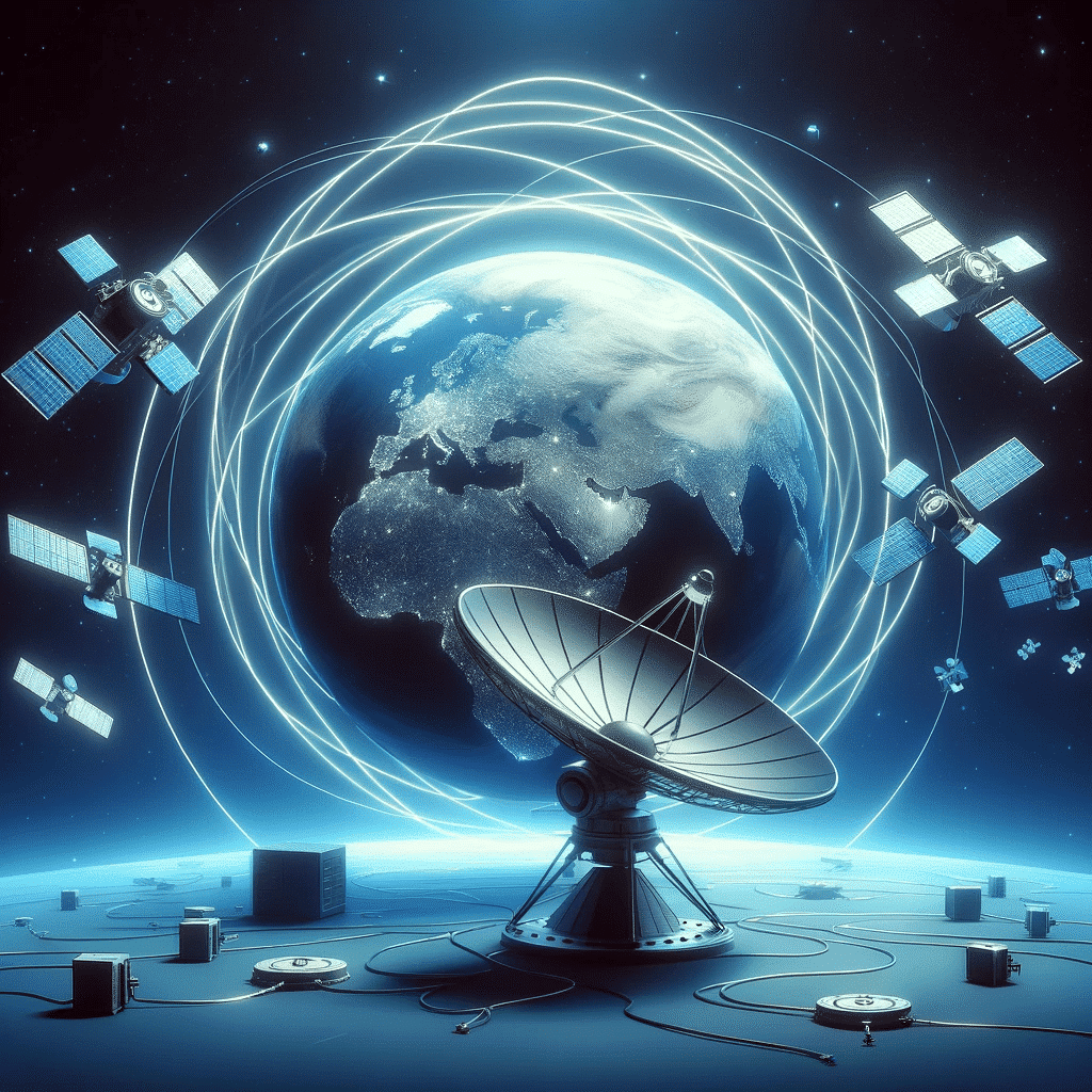 Satellite dish targets orbiting satellites for global internet connection