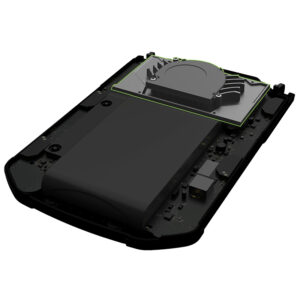 Black external hard disk, open, without brand logo