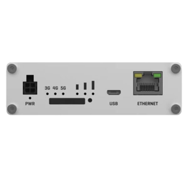 Dispositivo de red con puertos Ethernet y USB.