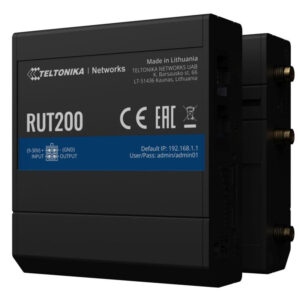 Teltonika RUT200 router, network device, manufactured in Lithuania.