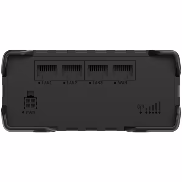 Rückseite eines Netzwerk-Routers mit Anschlüssen