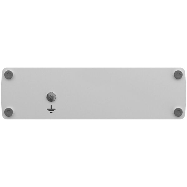 Il lato inferiore dell'apparecchio è grigio e metallico, con viti.