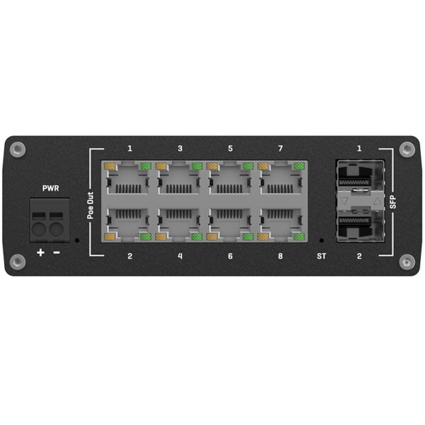 Netzwerk-Switch mit PoE-Ports.