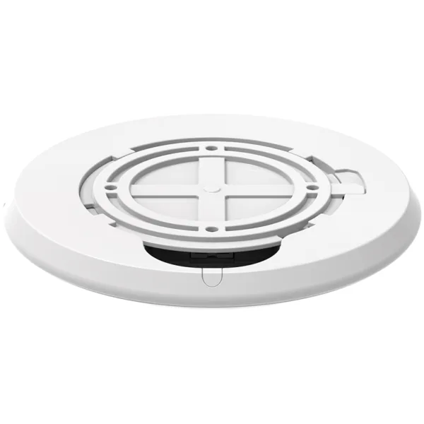 Rilevatore di fumo a soffitto, bianco, attrezzatura di sicurezza.