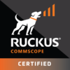 Logo de Ruckus Commscope avec le symbole du chien.