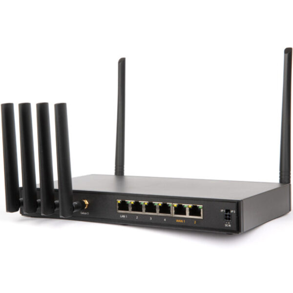 Router WLAN negro con antenas.