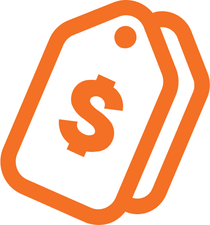 Orangen Preisschild-Symbol