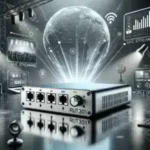 Router RUT301 para streaming en directo y conexiones de red.