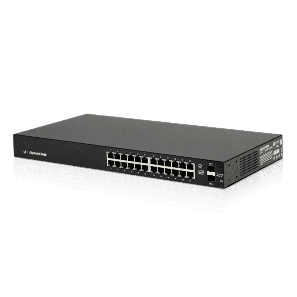 Ubiquiti EdgeSwitch 24 / Lite / 24 Gigabit RJ45 Ports / 2 SFP Ports / 1 Serial Port / ES-24-Lite