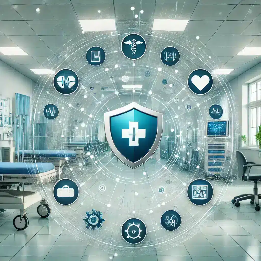 Digitale Gesundheitssymbole im Krankenhaus.