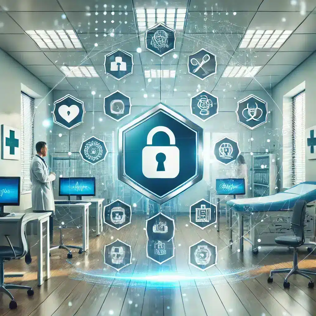 Datensicherheit im medizinischen Umfeld, digitales Schloss-Icon