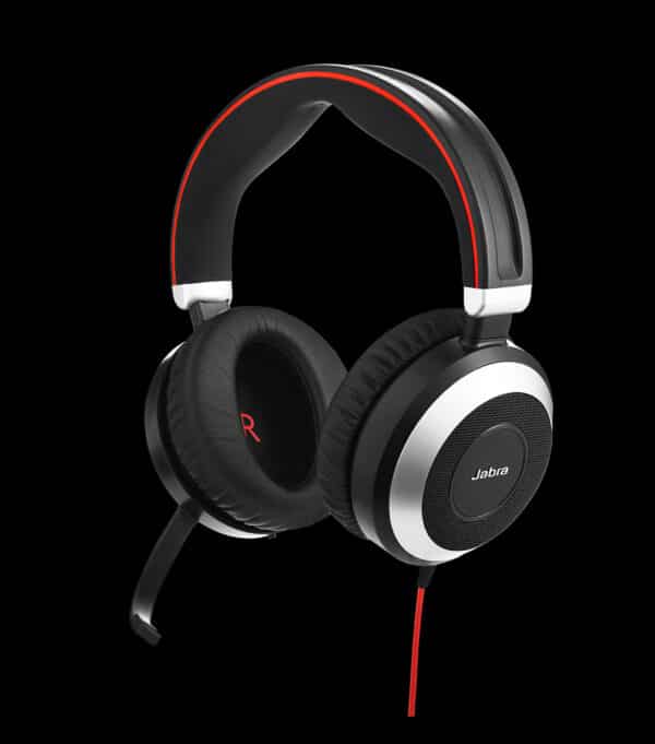 Jabra Evolve 80 MS Duo USB Headset with 3.5mm and USB Interface, Stereo Audio, Compatible with Mobile Phones