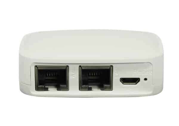 Weißer Ethernet-Router mit Anschlüssen