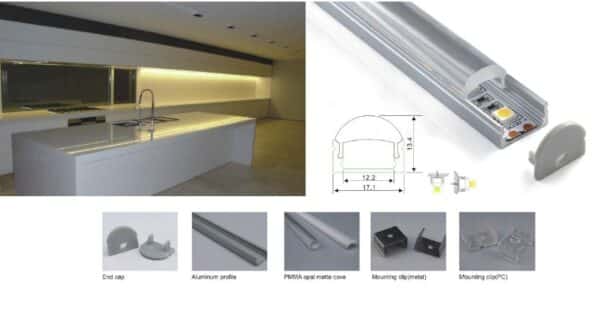 Küchenbeleuchtung mit LED-Aluprofil und Zubehör